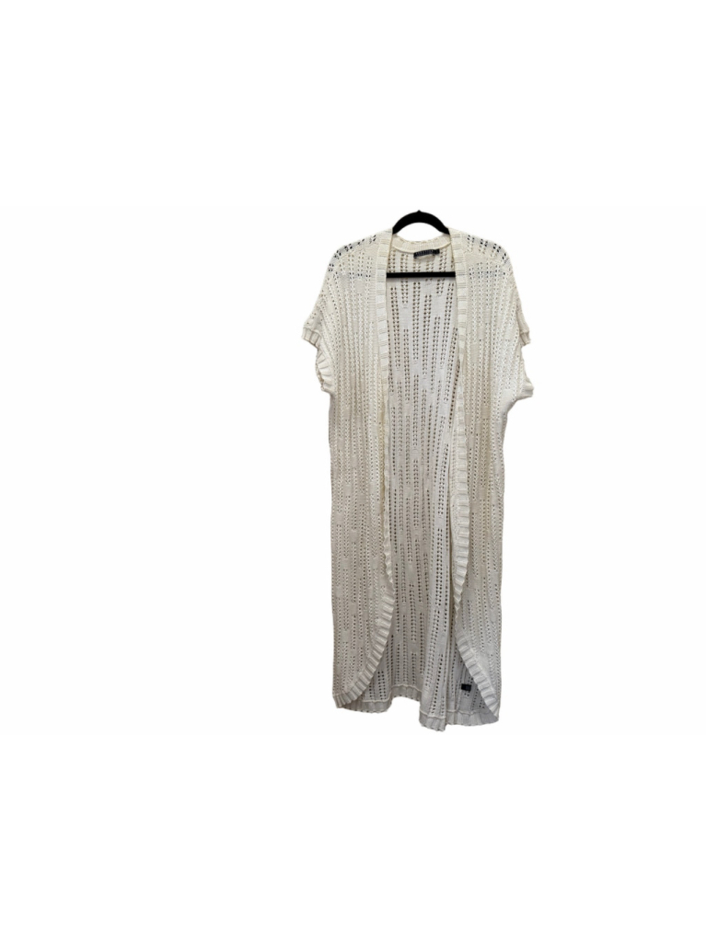 Peruvian Connection Women’s XL Ivory 100% Pima Cotton Open Knit Long Cardigan Du